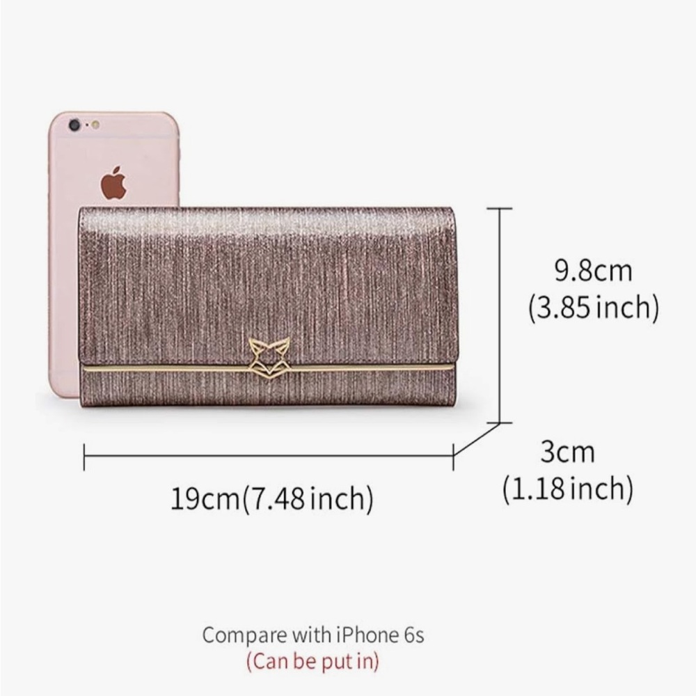 FOXER Pink Cowhide Shiny Vinyl Glittery Bifold Gold Hardware Wallet *LikeNew* - Picture 2 of 16